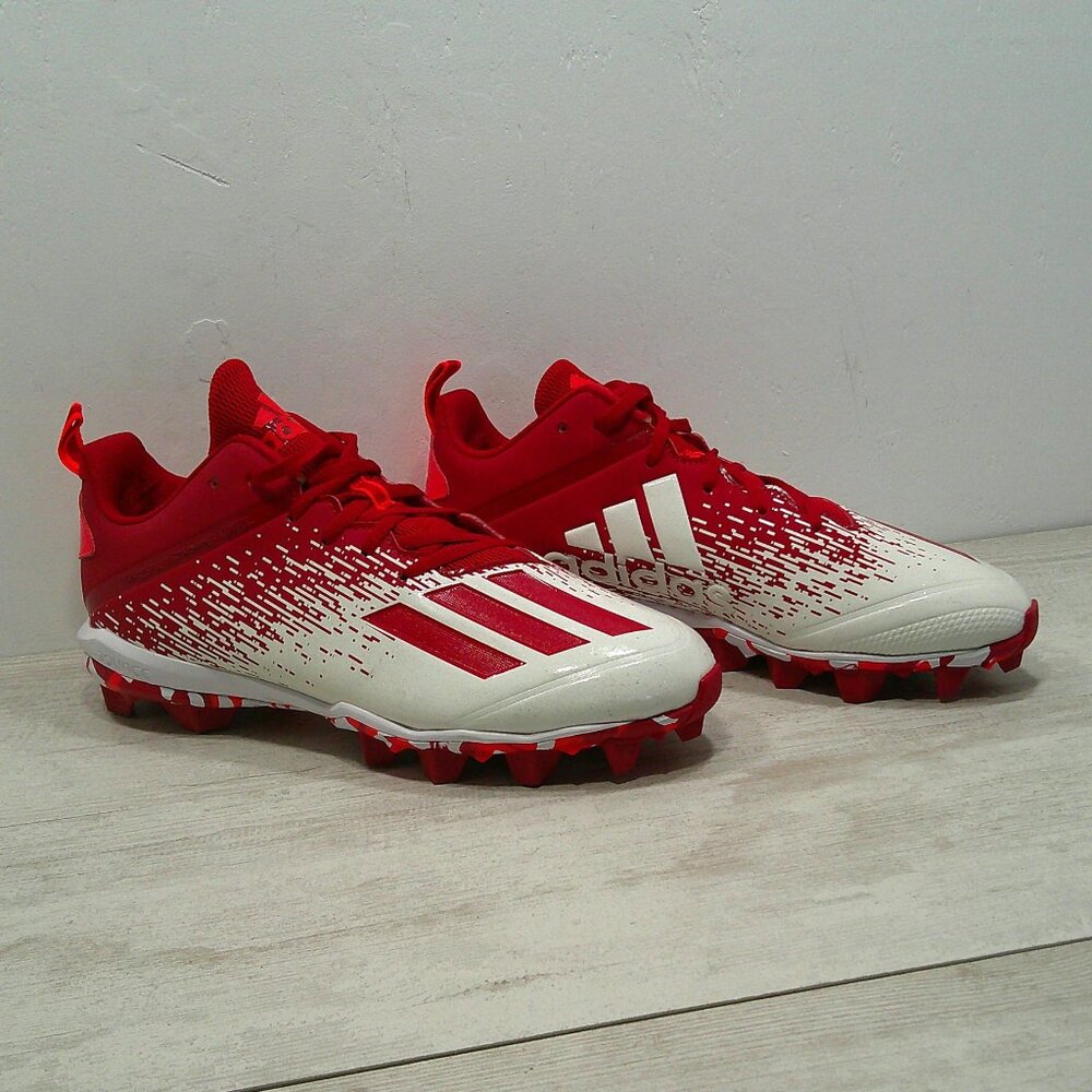 Adidas Red & White Three Strife Life Football Cleats EH3442 Size 11.5